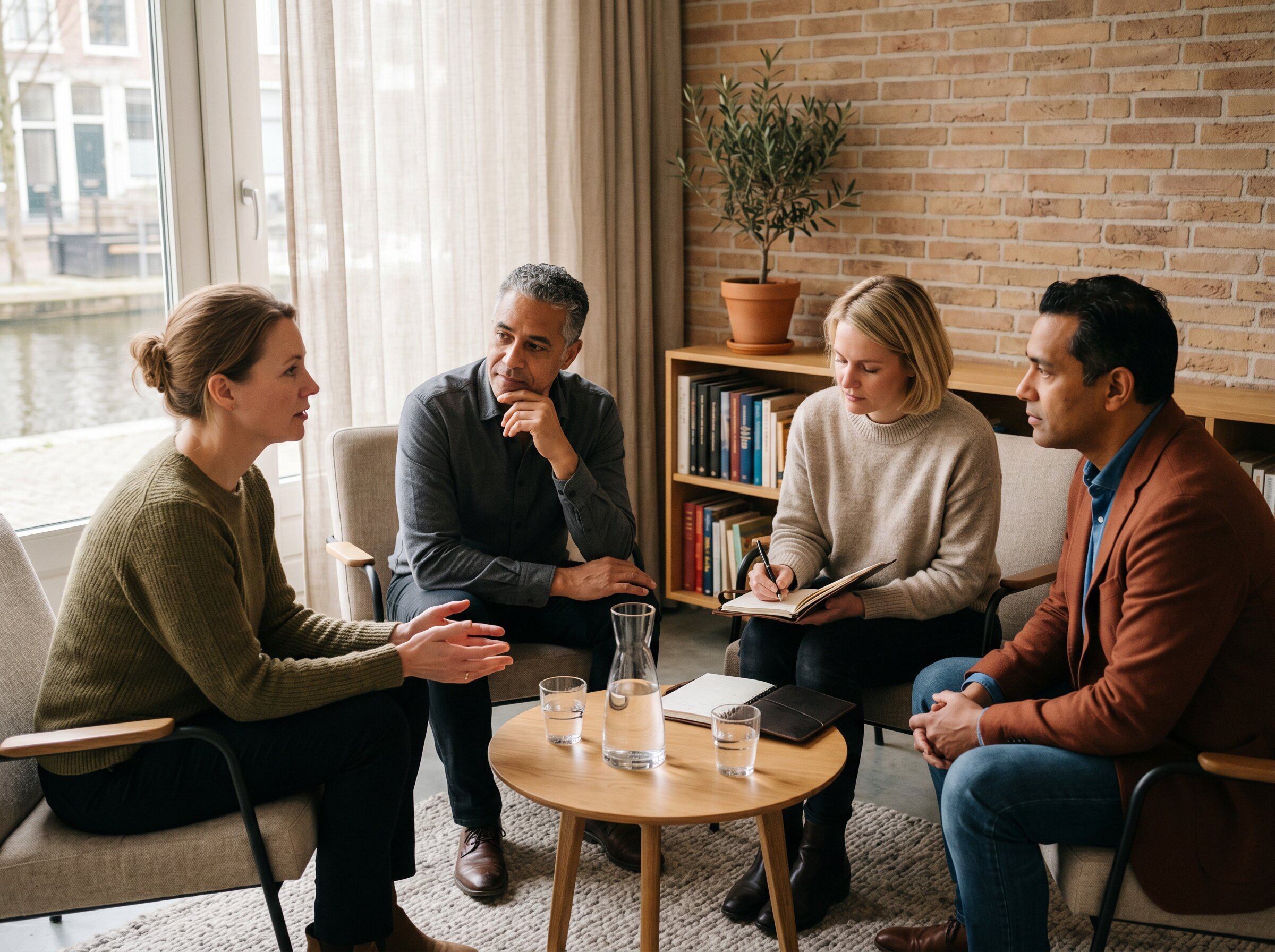 Kleine groep in een rustig gesprek